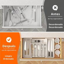 Organizador Expandible de Cubiertos de Plástico para Cajones - Blanco - Ver 8