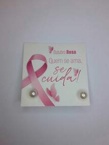 100 Tag P/ Brinco Outubro Rosa Com Brinco De Pérola Se Cuida