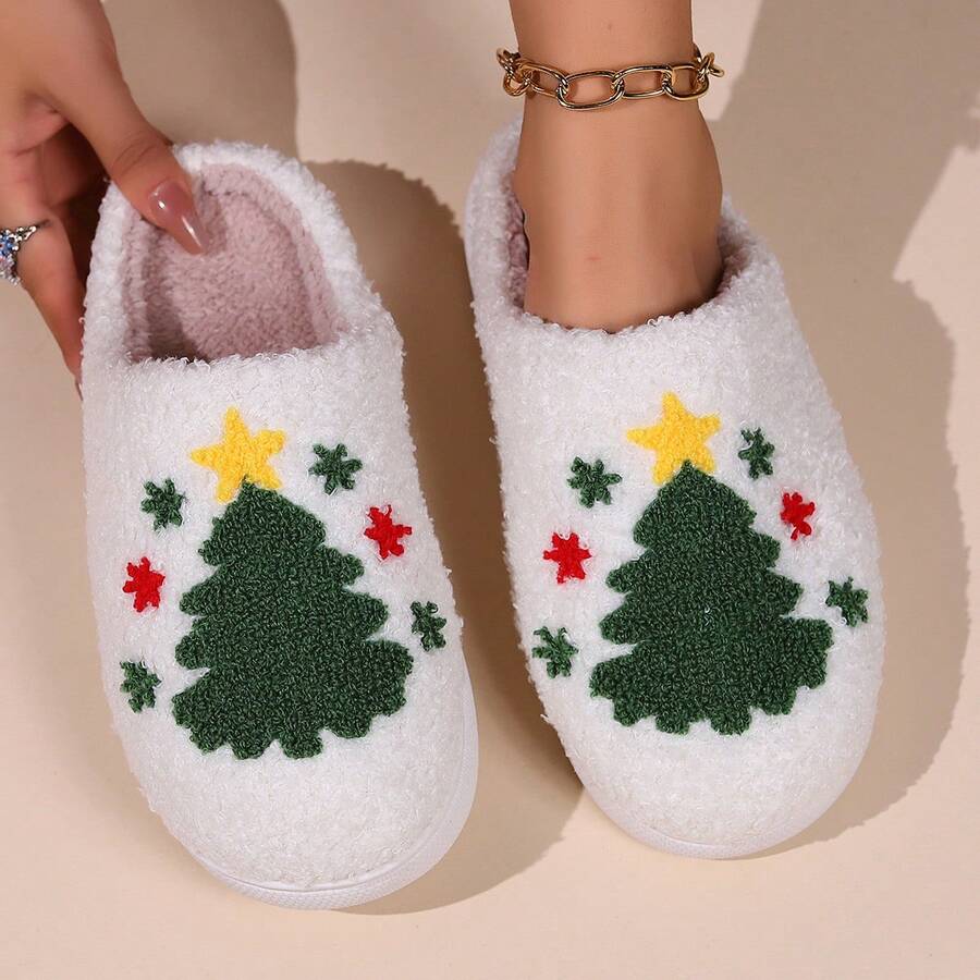 Women's Home Slippers, Gift-Worthy, Plush Winter Warmth, Non-Slip, Casual Style, Hand Washable, Fabric Upper/Inner/Insole - Cozy Slip-On Footwear