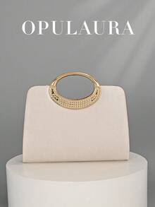 OpulAura 女士时尚闪亮水晶水钻晚宴手拿包，璀璨奢华水钻镶嵌正式礼服包，适合晚宴、派对、生日、婚礼等场合，可作为生日礼物、新年礼物等。 - 杏色 - 查看 6