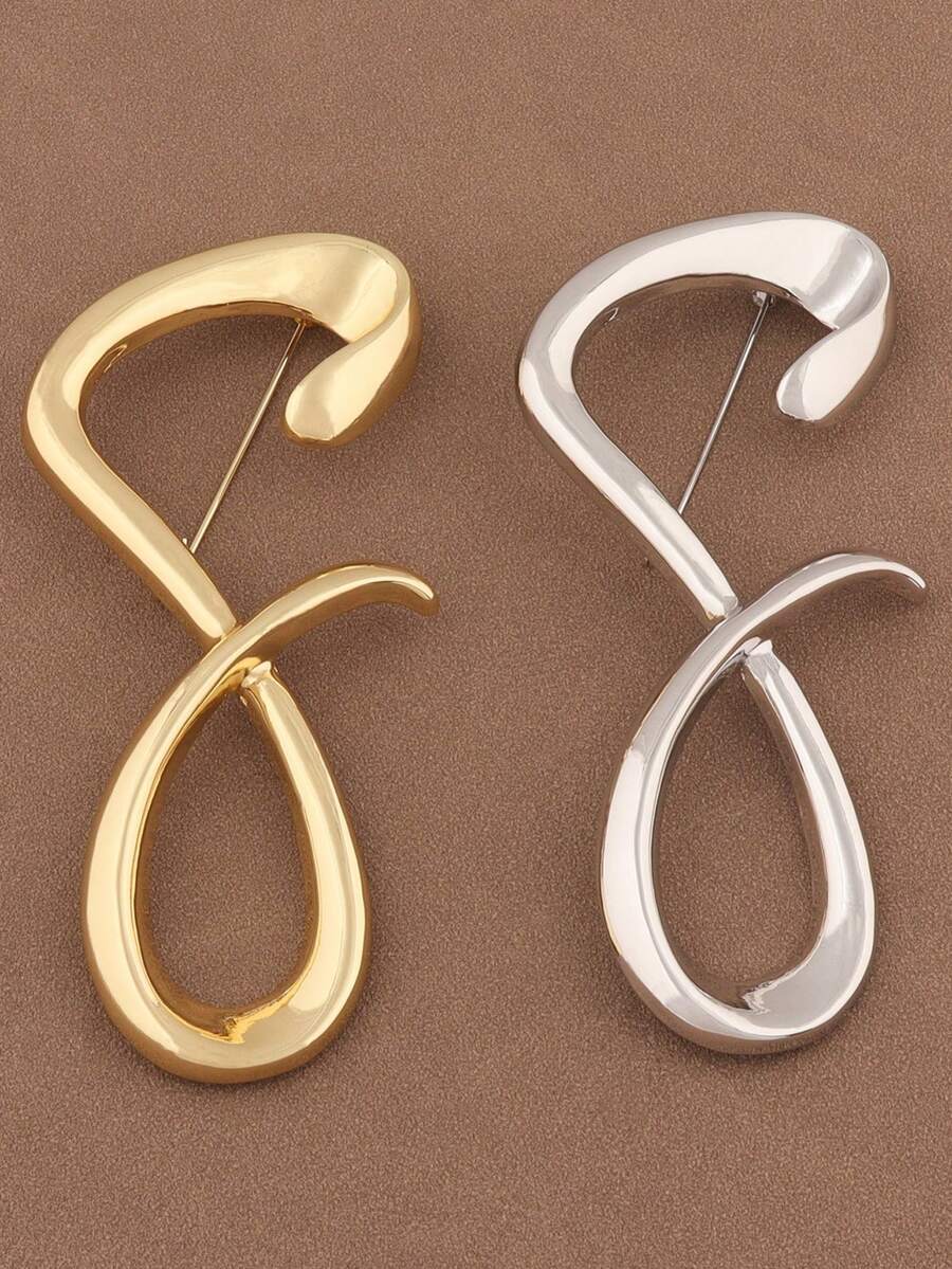 1 pezzo Spilla asimmetrica minimalista in lega di colore oro/argento con simbolo dell'infinito, grande spilla in metallo a forma di numero 8, gioiello adatto per l'uso quotidiano delle donne