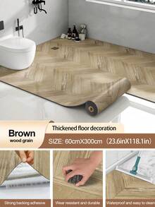 1 Roll 1.3mm Glossy Marble Pattern Self-Adhesive Vinyl Plank Flooring, 15.7x118.1 Inches, Vinyl Plank Flooring, Linoleum Vinyl Sheet Floor Covering, Waterproof & Wear-Resistant, DIY Installation For Room, Office, Kitchen (Marble Pattern, Black) - Multicolor - View 19