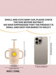 160ml/5.41OZ,100% Silicone Baby Training Cup With Creative Prints Training Cup With Handle And Straw, Anti-Leak Soft Siliconeipple, Easy To Clean Children's Water Cup, Suitable For Babies Over 6 Months)