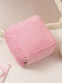 1pc Corduroy Sanitary Napkin Storage Bag, Portable Travel Storage Bag, Large Capacity Sanitary Napkin Storage Bag, Female Tampon Storage Bag, Portable Makeup Lipstick Bag, Coin Purse, Girls Coin Purse, Sanitary Napkin And Panty Liner Storage, Used To Store Sanitary Napkins, Panty Liners And Tampons, A Must-Have For Girls, Travel Essentials, Holiday Gifts, Gifts For Girls. Vacation Makeup Bag Makeup Organizer Travel Bag For Women
