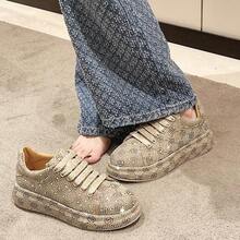 Starry Full Platform Thick Sole Hot Casual Sports Sneakers - Đỏ - Xem 5