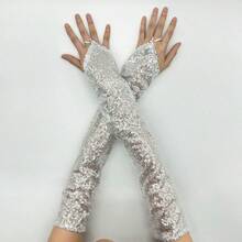 1 Coppia di Guanti Senza Dita Sexy in Rete con Strass per Donne, Alla Moda per Festival Musicali, Esibizioni sul Palco, Feste per Single, Ognissanti, Ruolo del Lupo