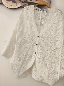Lace Kimono - trắng - Xem 3