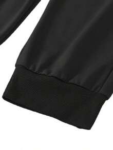 250g Sweatpants Women's Black Paris Eiffel Tower Graphic Print Drawstring Waist Loose Fit Tapered Leg Jogger Sweatpants,  Casual Streetwear Track Pants With Elastic Cuffs For Lounging & Sporty Style - 黑色 - 查看 5