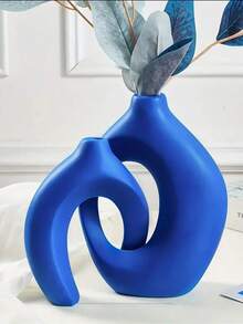 Wabi-Sabi Style Vintage Vase, Creative High-End Wall Niche Decor For Living Room, Liquor Cabinet, Home Accessories, Creative Alien Combination Throw Pillow Decor, Floral Arrangement, Minimalist Vase, Tabletop Decor - Blue - View 1