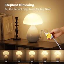 Mushroom Lamp, Vintage Small Table Lamp For Bedroom, Ice Crack Ceramic LED Night Light, Mid Century Modern Bedside Lamp For Nightstand, Living Room, Home Decor Gift Ideas For Women,Christmas And Halloween Gifts - 白色 - 查看 4