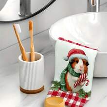1 set/2 piezas/100 piezas Toallas de cocina y paños de cocina con estampado de hámster navideño, adecuados para decoración de interiores en restaurantes, cocinas, baños, decoración de fiestas, regalos navideños y pueden ser entregados como regalos de Navidad