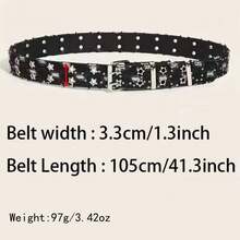 1件星形朋克休闲PU（聚氨酯）女士腰带，时尚百搭牛仔街头设计，适合所有季节 - 彩色 - 查看 4