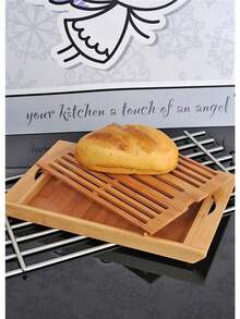 Tabla de cortar pan de bambú con recogedor de migas, bandeja para servir pan, bandeja para hornear, para el hogar, hotel, restaurante, utensilios de cocina, decoración de mesas - Natural - Ver 3