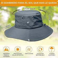 AI-PIKA Sombreros del Sol para Hombre,Sombreros para Hombre con Protección UV UPF 50+,ala Ancha,Impermeables,Transpirables para Ciclismo,Acampar,Pescar,Caminar - gris - Ver 6