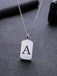 1pc Titanium Steel Letter Pendant Necklace, Minimalist Versatile 26 English Alphabet Small Design Necklace, Accessory, Gift For Christmas, New Year, Valentine's Day - Multicolor - View 4