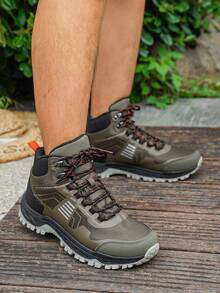 大码男士皮靴，带保暖内衬，保暖雪地靴，时尚休闲皮鞋，秋冬 - 卡其色 - 查看 2