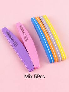 3 Piezas/5 Piezas/10 Piezas Limas de esponja para uñas, bloques de pulido de doble cara, herramientas de pulido de uñas, limas de conformado de uñas en forma de media luna, tiras de pulido, pulido de superficie de uñas, herramientas especializadas para dar forma a las uñas - Multicolor - Ver 26