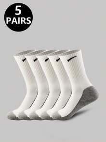 5 Pairs/10 Pairs/20 Pairs Of Men's Casual Socks, Medium Length Socks, White Socks, Winter Socks, Black Socks,Sports, Two Styles To Choose From (Thin/Thick)