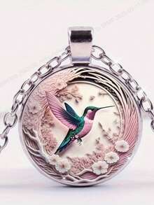 Collar con colgante de colibrí con piedras preciosas, pequeño animal lindo, moda de aleación con vidrio incrustado, collar de moda para mujer, joyería
