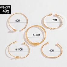 12 Stück/7 Stück/5 Stück Vintage breites Armband Set, minimalistische geometrische offene Armreifen in Gold- und Silberfarben - Gold - Übersicht 3