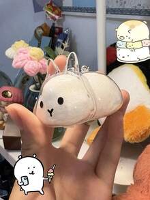 1pc Rabbit Hair Storage Holder Transparent Keychain, Pet Hair Collection Commemorative Rabbit Shaped Gashapon Pendant