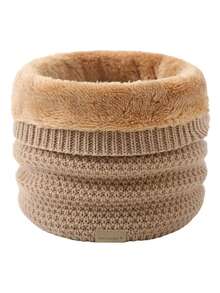 1件装冬季腈纶保暖围脖，带保暖内衬，小珠子设计，高领，加厚针织单圈颈套，适合日常使用 - 1pc - 查看 5