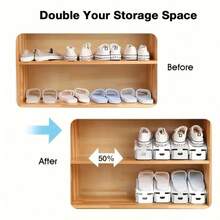 10 件黑色/白色/蓝色可调节鞋子收纳架，节省空间的塑料鞋架，适用于各种鞋子，适用于入口、走廊、客厅、卧室、浴室的家居收纳解决方案