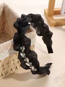 派对三件套发饰套装，包括水钻、荷叶边和布艺发箍，适合女性佩戴，包含头饰、发带和发圈等。 - 彩色 - 查看 6