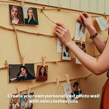 5/15/30/50/100/200Pcs 2.5cm Natural Wooden Mini Clothespins With Rope, Mini Clothes Pegs For Photos, Crafts, Artworks, Cocktails(Without A Rope) - Wood Color - View 5