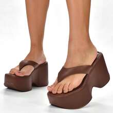 Comfortable Platform Wedge Clog Women's Wedge Sandal High Heel Lightweight 3656 KALLYS - 咖啡棕 - 查看 1