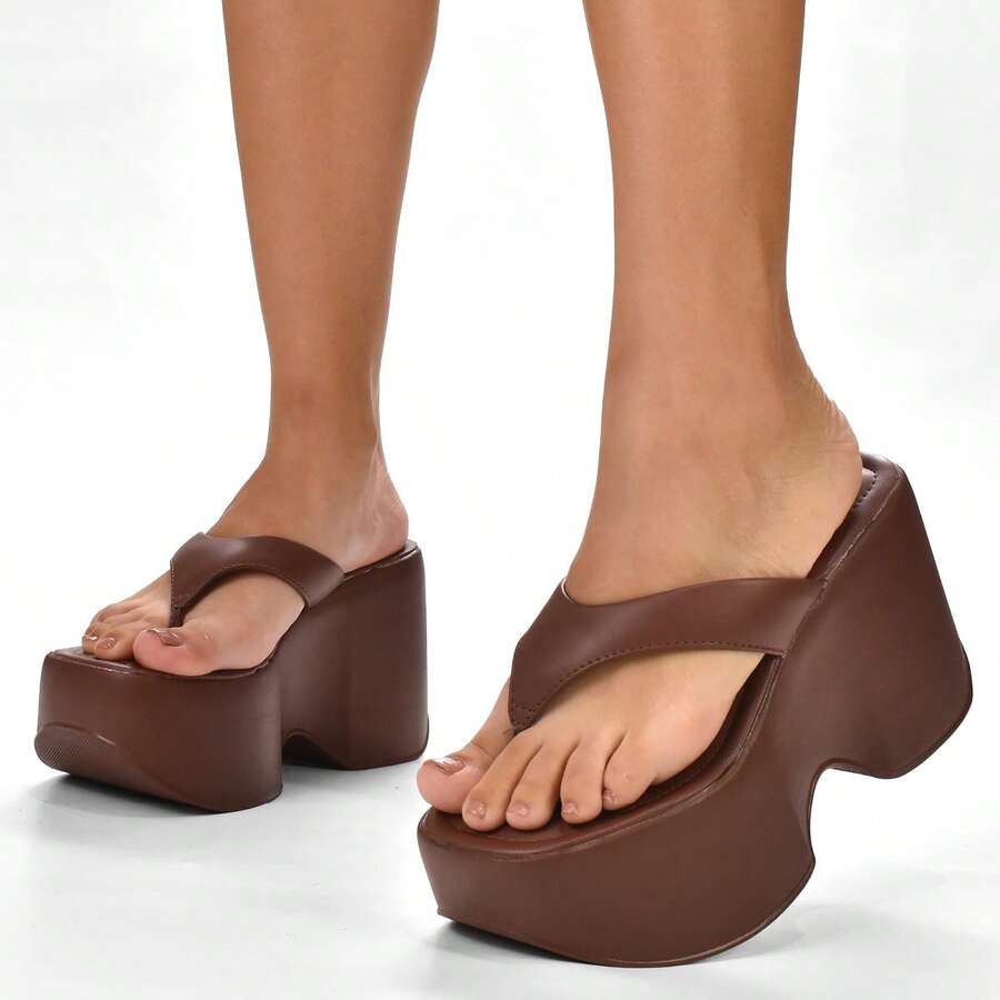 Comfortable Platform Wedge Clog Women's Wedge Sandal High Heel Lightweight 3656 KALLYS - 咖啡棕 - 查看 1