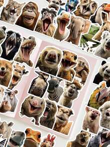 50pcs Funny Animal Face Decor Stickers For Skateboard, Phone Case, Laptop, Fridge, Luggage, Bedroom, Tablet, Notebook, Learning Reward Gift - Multicolor - View 6