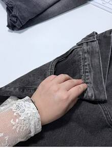 Men's Wide Leg Jeans, Gray, Unisex - 煙灰色 - 查看 7