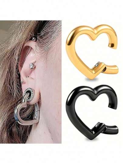 1 pièce Poids d'oreille en acier inoxydable de 3-5 mm 2g en forme de cœur, bouchons et pendentifs pour lobes d'oreilles étirés, jauges d'oreille. Il peut y avoir de légères différences de couleur, veuillez vous référer au produit réellement reçu pour plus de précision.
