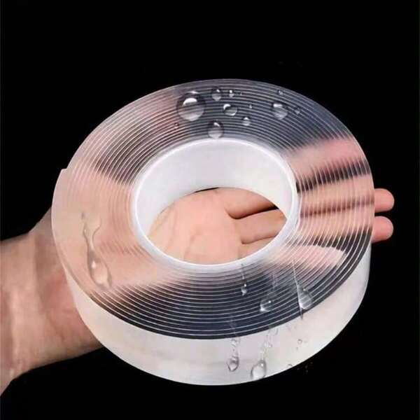 1 Roll 1/3/10M Heavy Duty Double-Sided Tape, Reusable Residue-Free Strong Adhesive Tape, Multi-Purpose Removable Washable Transparent Nano Tape For Home/Office/Car, Best For Home Decor Tools, Stickers, Wall Decals