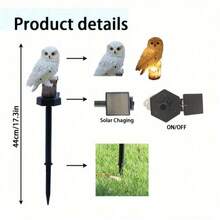 Solar Owl Garden Light - LED Resin Statue, With Matte Metal Finish, Is Very Suitable For Fence, Lawn, Sidewalk And Terrace Decoration, Including Installation Hardware And On/Off Control
