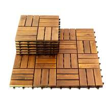 30Pcs Plastic Interlocking Deck Tiles, Solid Acacia Deck Tiles 12''x12''Interlocking Flooring Tiles Checker Pattern ,Patio Floor Decking Tiles For Balcony Decor Backyard - 棕色 - 查看 10