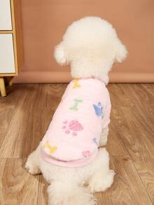 EOO 1pc Plush Pet Sweatshirt, Checkered Cartoon Design, Suitable For Cats And Dogs, Fashion Pet Clothing For Autumn/Winter