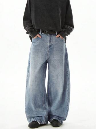 1 chiếc quần jeans ống đứng dáng rộng thoải mái hiệu Hearty Haven, kiểu dáng unisex đa năng dành cho sinh viên (Không kèm phụ kiện - Có hướng dẫn chọn size)