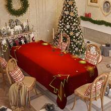 1/20 pièces Nappe de Noël, fond rouge luxueux orné de boules de Noël dorées et d'un motif d'arbre de Noël. Nappe créant une atmosphère de Noël joyeuse. Convient pour la décoration de fête, la table de cuisine et salle à manger à la maison, la décoration d'intérieur, pour créer une ambiance confortable et raffinée.
