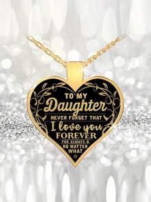 suteyi To My Daughter: Never Forget I Love You Heart Pendant Necklace, Christmas/Birthday Gift - Multicolor - View 3