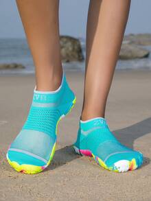 ZVB Couples Water Shoes Suitable For Barefoot Lovers, Soft-Soled Women's Beach Shoes For Swimming, Diving, Outdoor Quick-Drying Summer Sandals, Fishing Water Shoes, Non-Slip Breathable Wading Shoes - 青碧色 - 查看 9