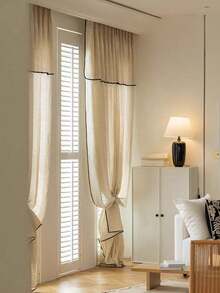 1 件法式复古薄纱窗帘，全新日式亚麻轻质奢华窗帘，适用于客厅、卧室、家居装饰，适合所有季节 - 彩色 - 查看 10