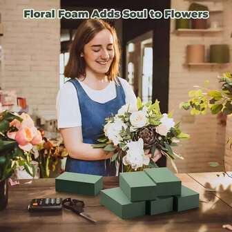 3/6/12pcs High Density Green Floral Foam Bricks, 14x8x4.5cm/5.51*3.15*1.77in Rectangular Green Floral Foam Blocks, Suitable For Florists And Decorations, Perfect For Birthday, Wedding And Party Bouquets And Arrangements