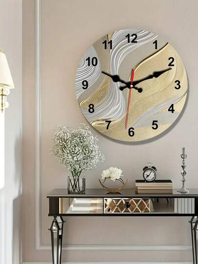 Abstract Goud Wand Klok Art, Geometric Tempered Wooden Office, Moderne Ho warming Unique Home