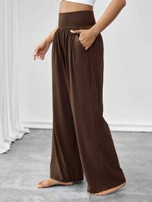 1 Stück Damen Hose mit hoher Taille, weitem Bein, bequem und weich für Fitness, Yoga, Outdoor-Aktivitäten, Spazierengehen, Wandern, Übungen, Lässig mit Seitentaschen, für Herbst/Winter