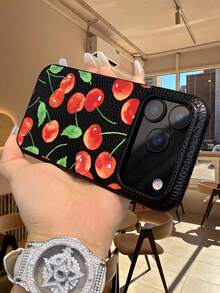 Watercolor Cherry Fruit Phone Case, A Lovely Summery Shockproof Phone Case With A Beautiful Red Cherry Pattern And Leaves,Compatible With Iphone 17Promax/17Pro/17Air/17/16Promax/16Pro/16Plus/16/15Pro - 摩卡 - 查看 4