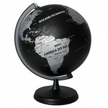 Decorative Plastic Globe World Map - Black - View 1