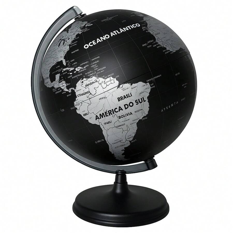 Decorative Plastic Globe World Map - Black - View 1