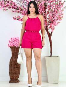New Fashion Women's Linen Set - Màu Hồng Tươi - Xem 4